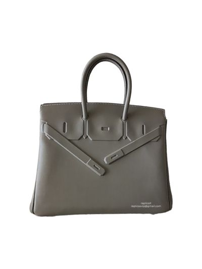 Hermes Tote Bag Hermes VIP Birkin Shadow 25 Rouge Sellier Tote Bag Gray Leather 522962