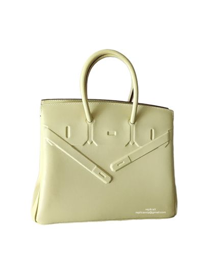 Hermes Tote Bag Hermes VIP Birkin Shadow 25 Rouge Sellier Tote Bag Yellow Leather 522965