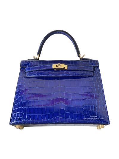 Hermes Tote Bag Hermes VIP Kelly 25 Tote Bag Blue Nilo Shinny Crocodile Leather 25CM 522866