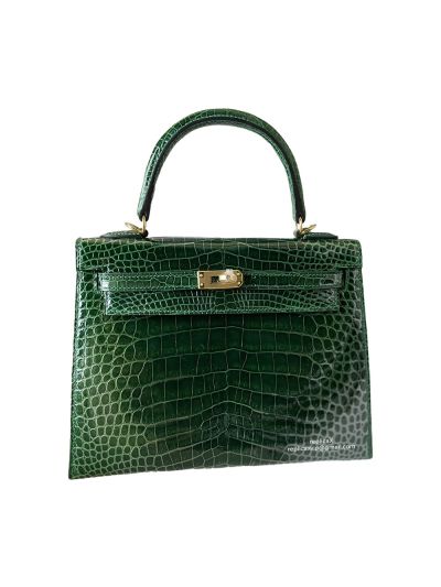 Hermes Tote Bag Hermes VIP Kelly 25 Tote Bag Green Nilo Shinny Crocodile Leather 25CM 522868