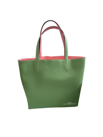 Hermes Tote Bag Hermes VIP Leather Double Sens Reversible Shopping Tote Bag Green Red Hand Stitched 522833