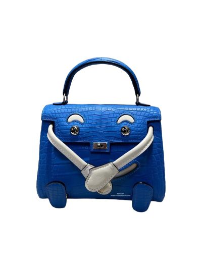 Hermes Tote Bag Hermes VIP Quelle Kelly Idole Doll Bag Limited Edition Blue Matt Crocodile Leathe 524187