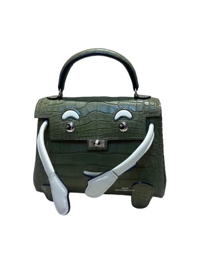 Hermes Tote Bag Hermes VIP Quelle Kelly Idole Doll Bag Limited Edition Green Matt Crocodile Leather 524185