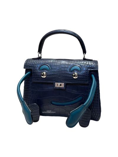 Hermes Tote Bag Hermes VIP Quelle Kelly Idole Doll Bag Limited Edition Navy Blue Matt Crocodile Leather 524189