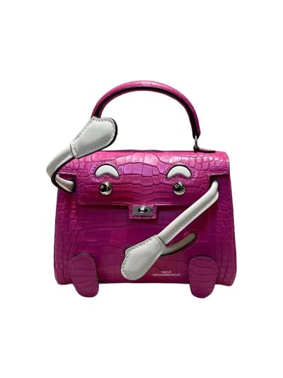 Hermes Tote Bag Hermes VIP Quelle Kelly Idole Doll Bag Limited Edition Rose Red Matt Crocodile Leather 524193