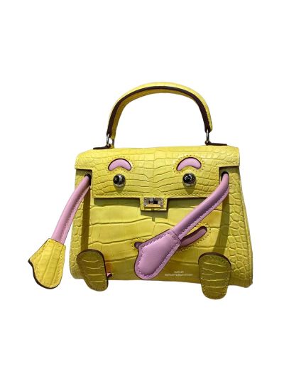 Hermes Tote Bag Hermes VIP Quelle Kelly Idole Doll Bag Limited Edition Yellow Matt Crocodile Leather 524194