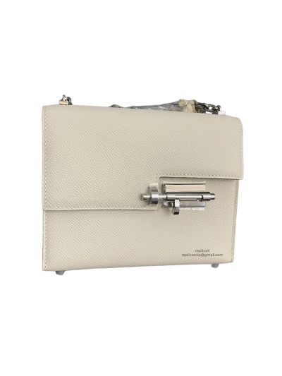 Hermes Verrou Bag Hermes Mini Verrou Chain Shoulder Bags Cream Epsom Leather 22CM 522694