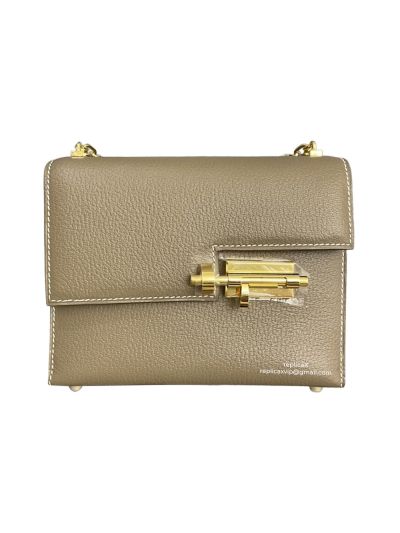 Hermes Verrou Bag Hermes Mini Verrou Chain Shoulder Bags Gray Mysore Leather 22CM 522701