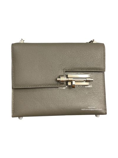 Hermes Verrou Bag Hermes Mini Verrou Chain Shoulder Bags Gray Mysore Leather 22CM 522718