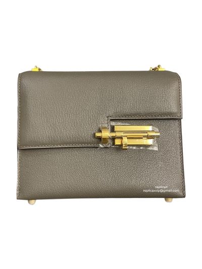 Hermes Verrou Bag Hermes Mini Verrou Chain Shoulder Bags Gray Mysore Leather 22CM 522719