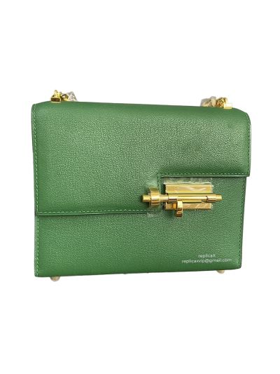 Hermes Verrou Bag Hermes Mini Verrou Chain Shoulder Bags Green Mysore Leather 22CM 522707
