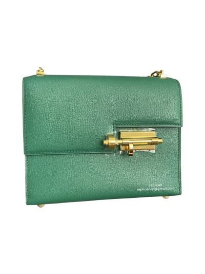 Hermes Verrou Bag Hermes Mini Verrou Chain Shoulder Bags Green Mysore Leather 22CM 522722