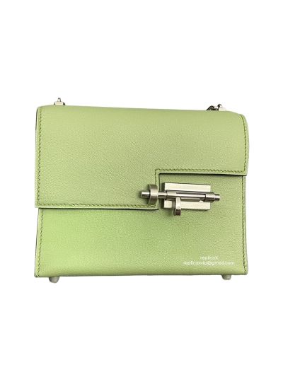 Hermes Verrou Bag Hermes Mini Verrou Chain Shoulder Bags Mint Green Mysore Leather 22CM 522713