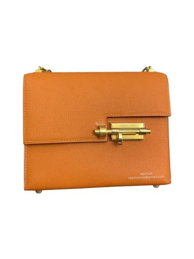 Hermes Verrou Bag Hermes Mini Verrou Chain Shoulder Bags Orange Mysore Leather 22CM 522720