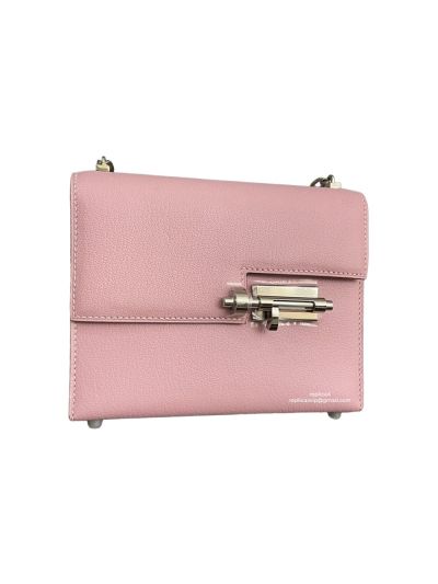 Hermes Verrou Bag Hermes Mini Verrou Chain Shoulder Bags Pink Mysore Leather 22CM 522698