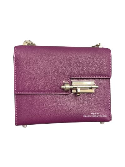 Hermes Verrou Bag Hermes Mini Verrou Chain Shoulder Bags Purple Mysore Leather 22CM 522705