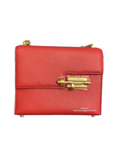 Hermes Verrou Bag Hermes Mini Verrou Chain Shoulder Bags Red Mysore Leather 22CM 522696