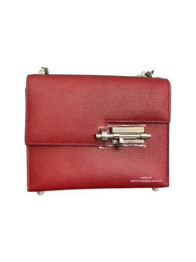 Hermes Verrou Bag Hermes Mini Verrou Chain Shoulder Bags Red Mysore Leather 22CM 522700