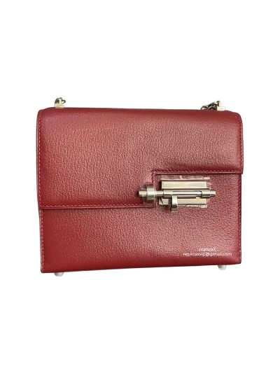 Hermes Verrou Bag Hermes Mini Verrou Chain Shoulder Bags Red Mysore Leather 22CM 522704