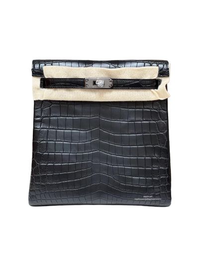 Hermes Vert Rousseau Matte Alligator Kelly Ado II 22 Backpack Bag Black 524556