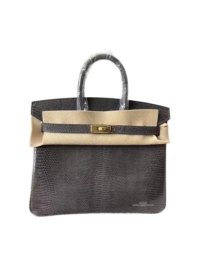 Hermes VIP Birkin 25 Gray Lizard Leather Tote Bag 525011