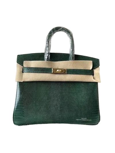 Hermes VIP Birkin 25 Green Lizard Leather Tote Bag 525012