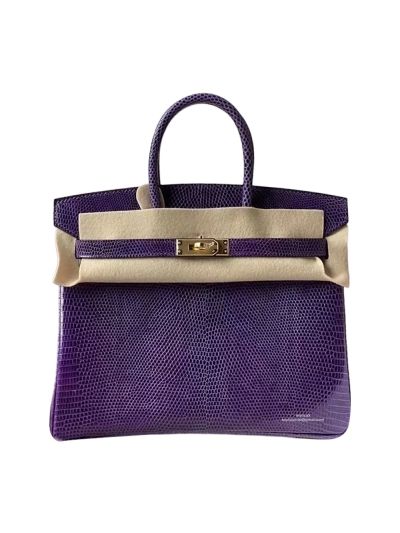 Hermes VIP Birkin 25 Purple Lizard Leather Tote Bag 525013