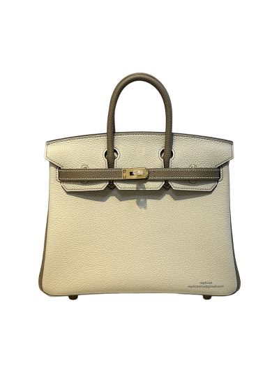 Hermes VIP Birkin 25 Togo Leather Bag White Gray 25CM 522986