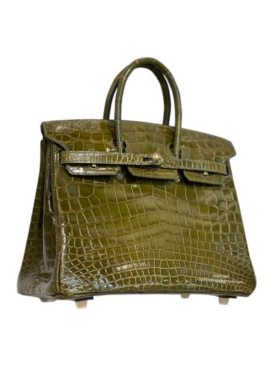 Hermes VIP Birkin 25 Tote Bag Green Real Crocodile Leather 523002