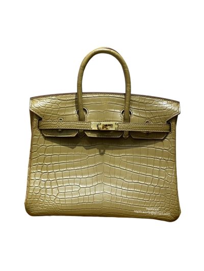 Hermes VIP Birkin 25 Tote Bag Green Real Crocodile Leather 525128