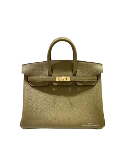 Hermes VIP Birkin 25 Tote Bag Green Togo Leather 525129