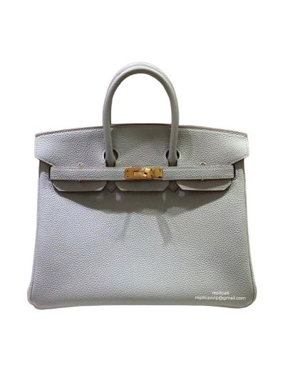 Hermes VIP Birkin 25 Tote Bag White Togo Leather 523007