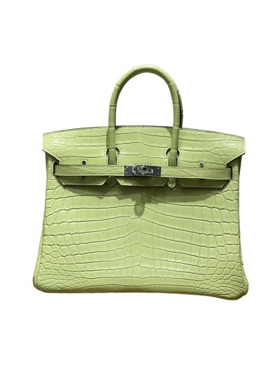 Hermes VIP Birkin 25 Tote Bag Yellow Green Real Crocodile Leather 523009