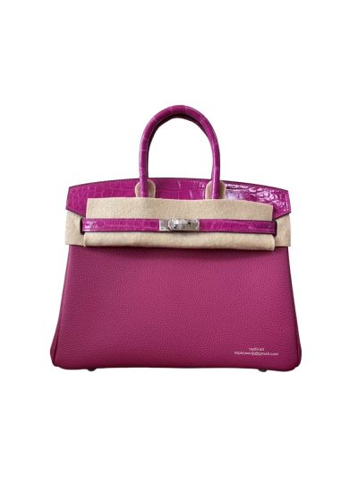 Hermes VIP Birkin 25CM Touch Jaune Amber Purple Leather and Shiny Niloticus Crocodile 525197