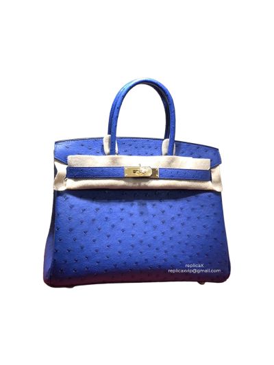 Hermes Vip Birkin 30 Ostrich Leather Hand Stitched Tote Bag Grey 522222