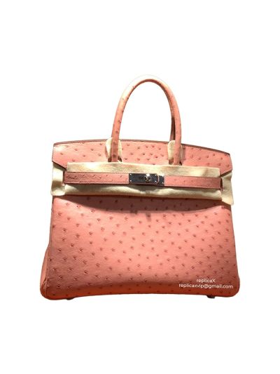 Hermes Vip Birkin 30 Ostrich Leather Hand Stitched Tote Bag Grey 522224