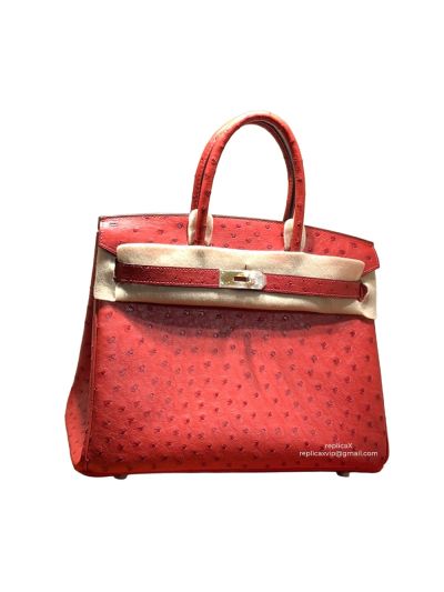 Hermes Vip Birkin 30 Ostrich Leather Hand Stitched Tote Bag Grey 522228