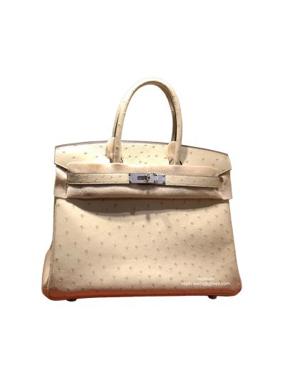 Hermes Vip Birkin 30 Ostrich Leather Hand Stitched Tote Bag Grey 522223