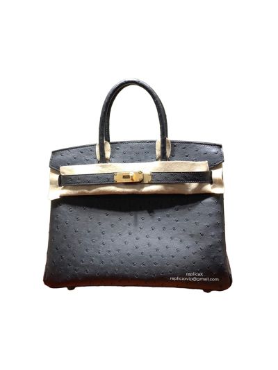 Hermes Vip Birkin 30 Ostrich Leather Hand Stitched Tote Bag Grey 522225