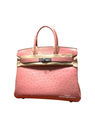 Hermes Vip Birkin 30 Ostrich Leather Hand Stitched Tote Bag Grey 522218