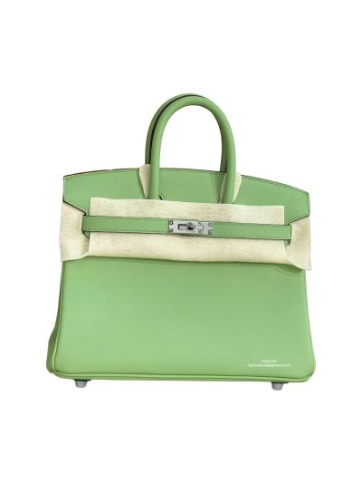 Hermes Vip Birkin 30 Tote Hand Stitched Bag Mint Green Swift Calfskin 525179