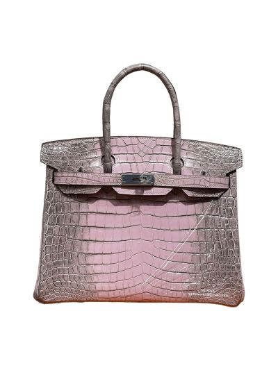 Hermes VIP Birkinilocticus Pink Gray Crocodile Leather Tote Bag 523020