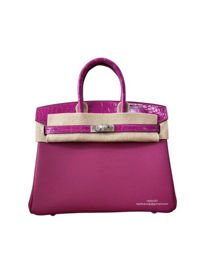 Hermes VIP Birkinouch Jaune Amber Purple Leather and Shiny Niloticus Crocodile 523026