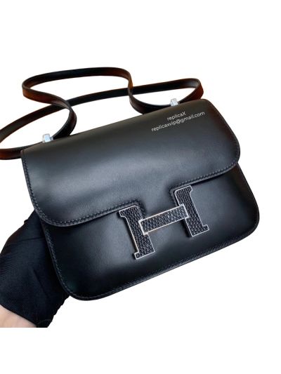 Hermes Vip Constance Shoulder Bag Vintage Black Box Leather 522282