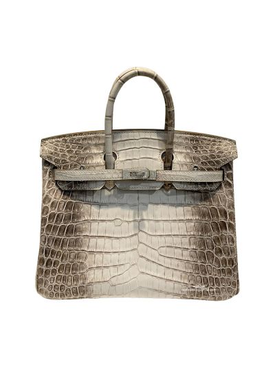 Hermes VIP Diamonds Birkin 25 White Himalaya Niloticus Crocodile Leather Top Handle Tote Bag PHW 523044