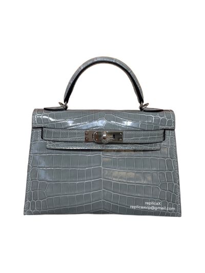 Hermes Vip Hand Stitched Mini Kelly Crocodile Leather Bag 19CM 522154