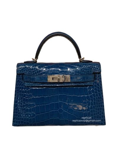 Hermes Vip Hand Stitched Mini Kelly Crocodile Leather Bag 19CM 522151
