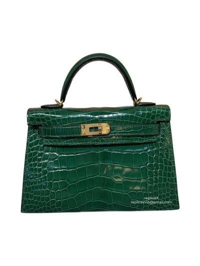 Hermes Vip Hand Stitched Mini Kelly Crocodile Leather Bag 19CM 522152