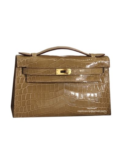 Hermes Vip Hand Stitched Mini Kelly Crocodile Leather Bag 19CM 522142