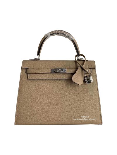 Hermes Vip Kelly 25 Top Handle Bag Beige Epsom Calfskin Hand Stitched 522456